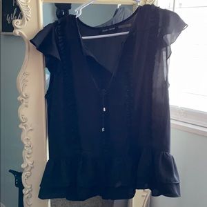 Black ruffle top